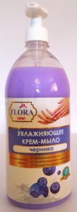 Мыло жидкое Flora care Черника, 1л.