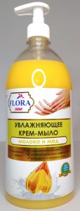 Мыло жидкое Flora Care Молоко и мед, 1л.